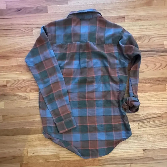 TOAD & CO x Womens Flannel Blue Orange Half button Granola Girl Mountain sz s - Picture 7 of 7
